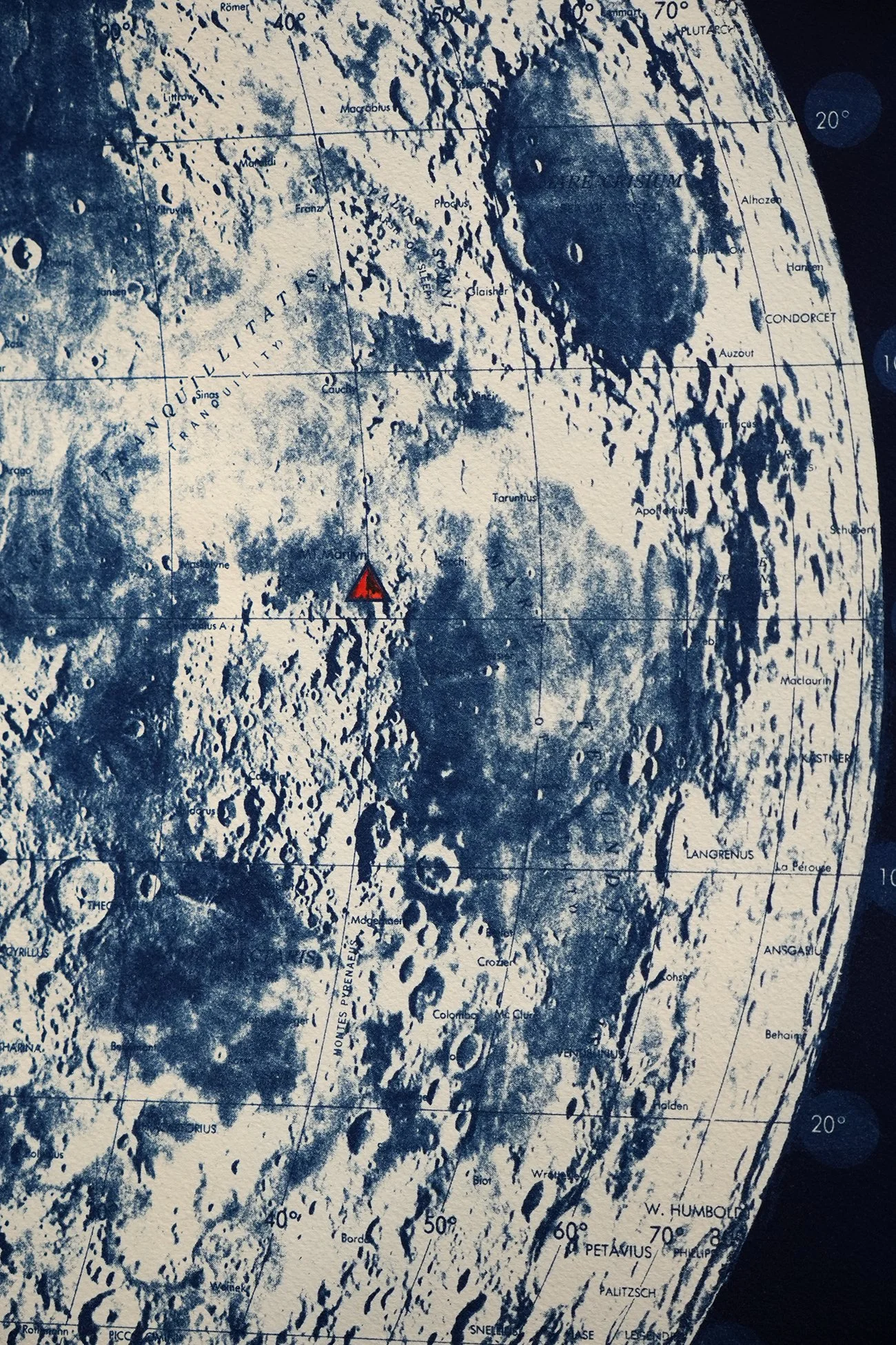 Unframed Large Mt. Marilyn Lunar Map Signed by Captain Jim Lovell